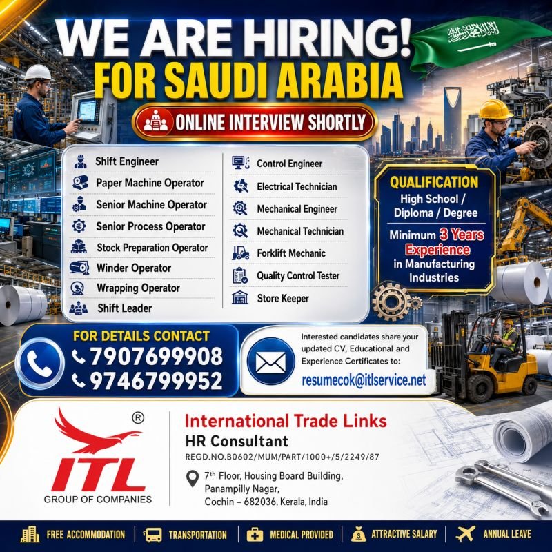 Manufacturing Industry Hiring | Saudi Arabia 