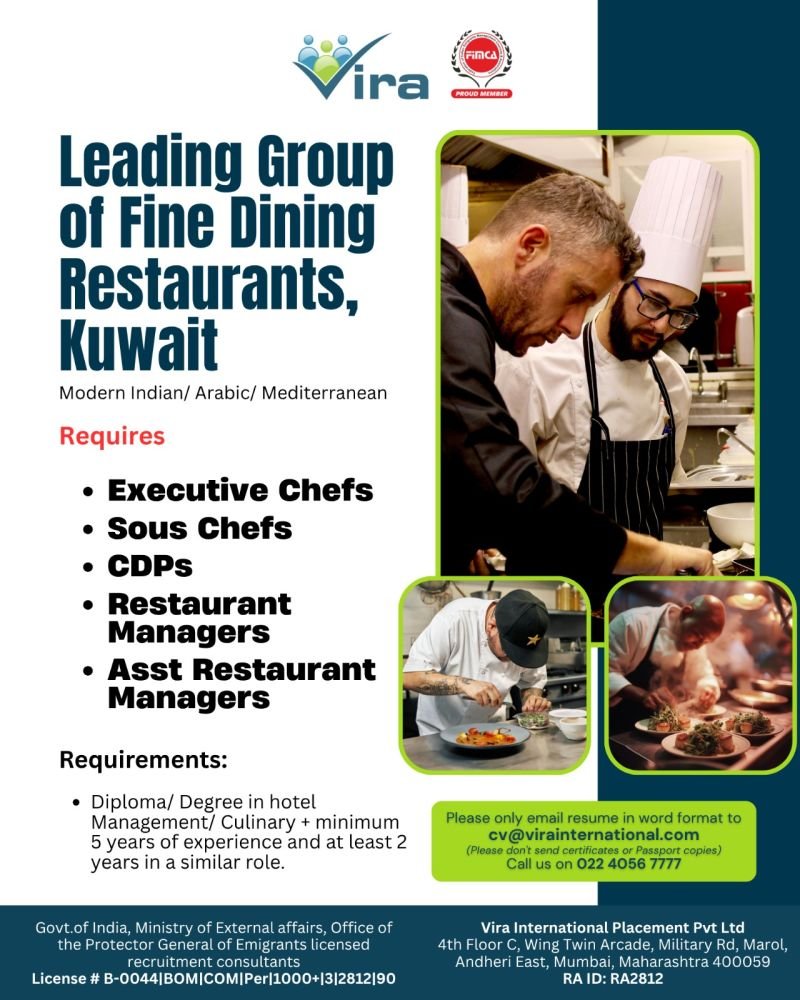 Job Opportunities in Kuwait fine dining restaurants