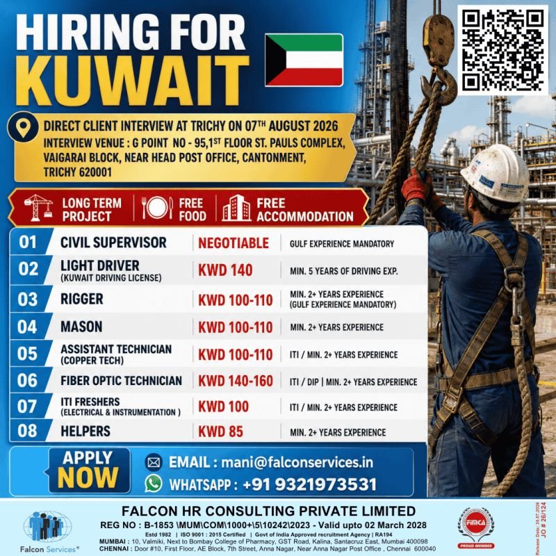 Urgent Hiring For Kuwait - Long Term Project