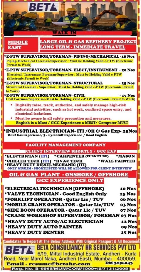 Middle East Oil & Gas & Facility Management Jobs 2026 | Apply Now