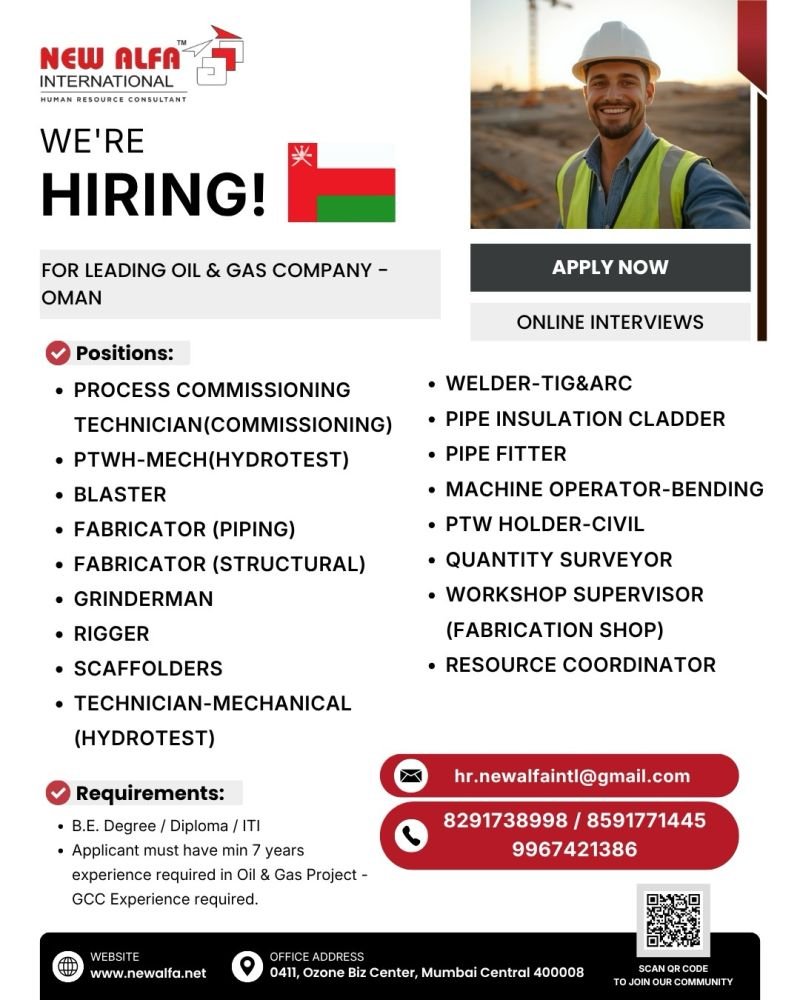 Hiring for Oman | Leading Oil & Gas Company - Online Interviews