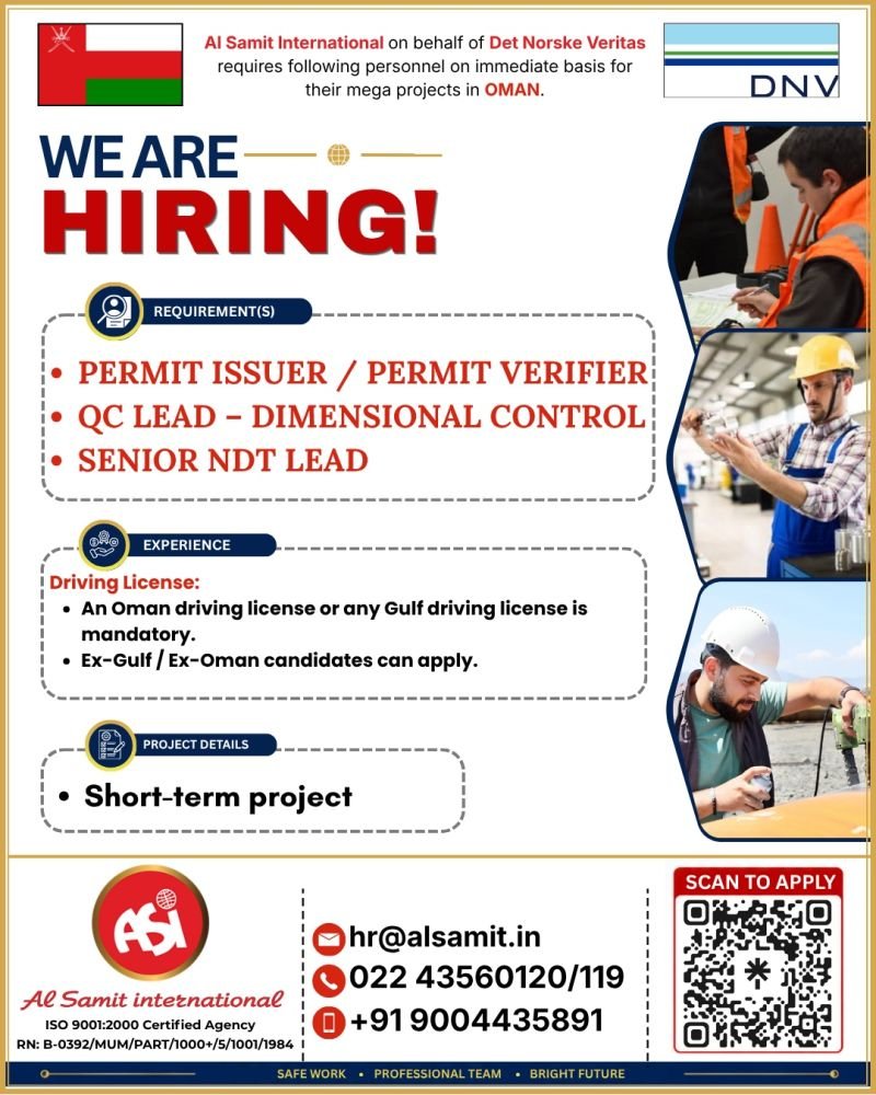 Hiring for Oman DNV Mega Project