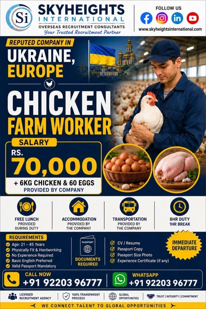 Ukraine Chicken Farm Worker Jobs 2026 – Europe Free Recruitment | No Experience Required | Apply Now