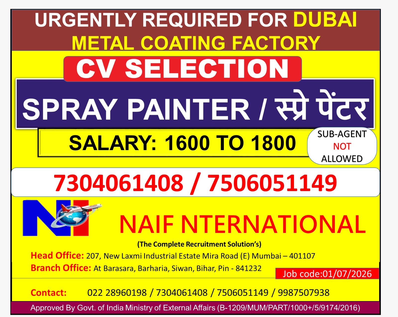 Dubai Metal Coating Factory Jobs 2026 – Spray Painter Vacancies | UAE Jobs Apply Now