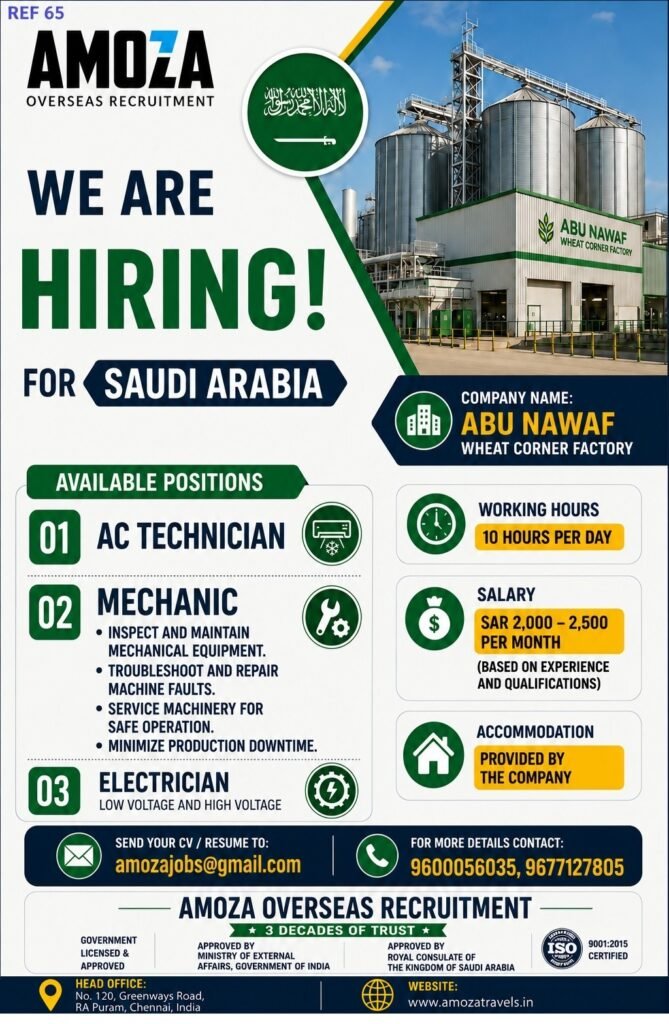 Saudi Arabia Jobs 2026 | Abu Nawaf Wheat Corner Factory Recruitment 