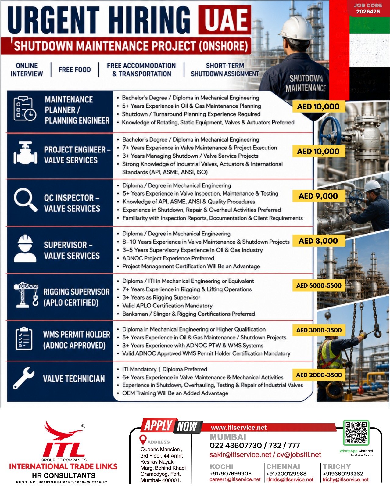 UAE Shutdown Maintenance Project Jobs 2026 | Online Interview