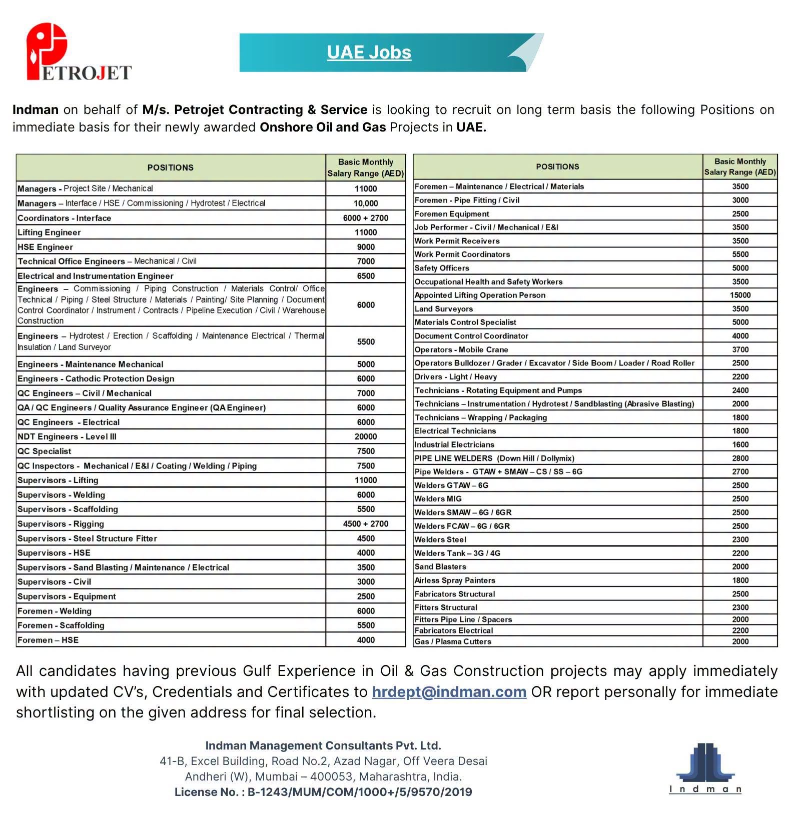 UAE Petrojet Oil & Gas Jobs 2026 – Free Recruitment 