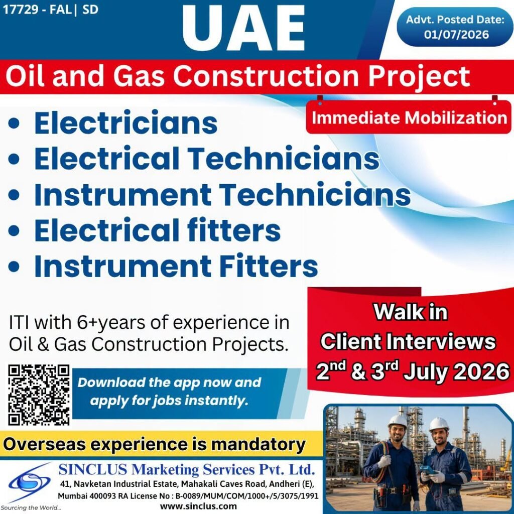 UAE Oil & Gas Construction Project – Immediate Hiring