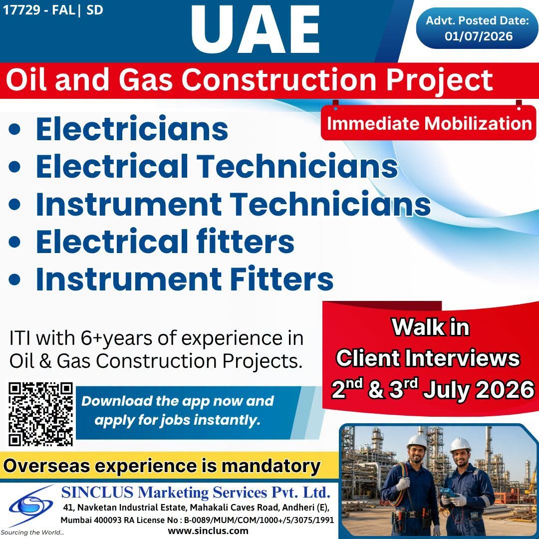 UAE Oil & Gas Construction Project – Immediate Hiring