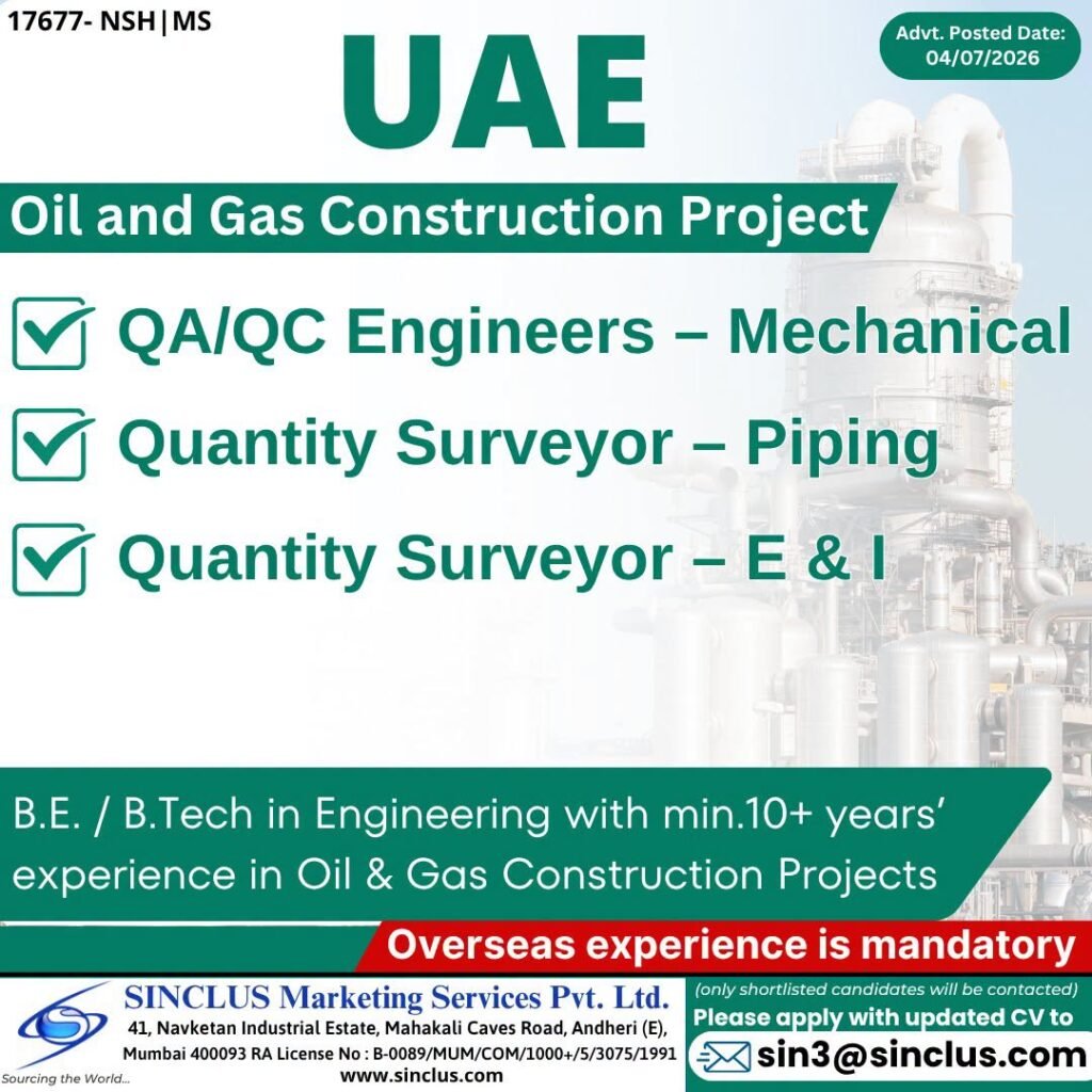 UAE Oil & Gas Construction Project Jobs 2026 – Apply Now