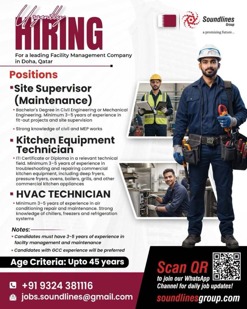 Recruiting For a leading Facility Management Company in Doha, Qatar