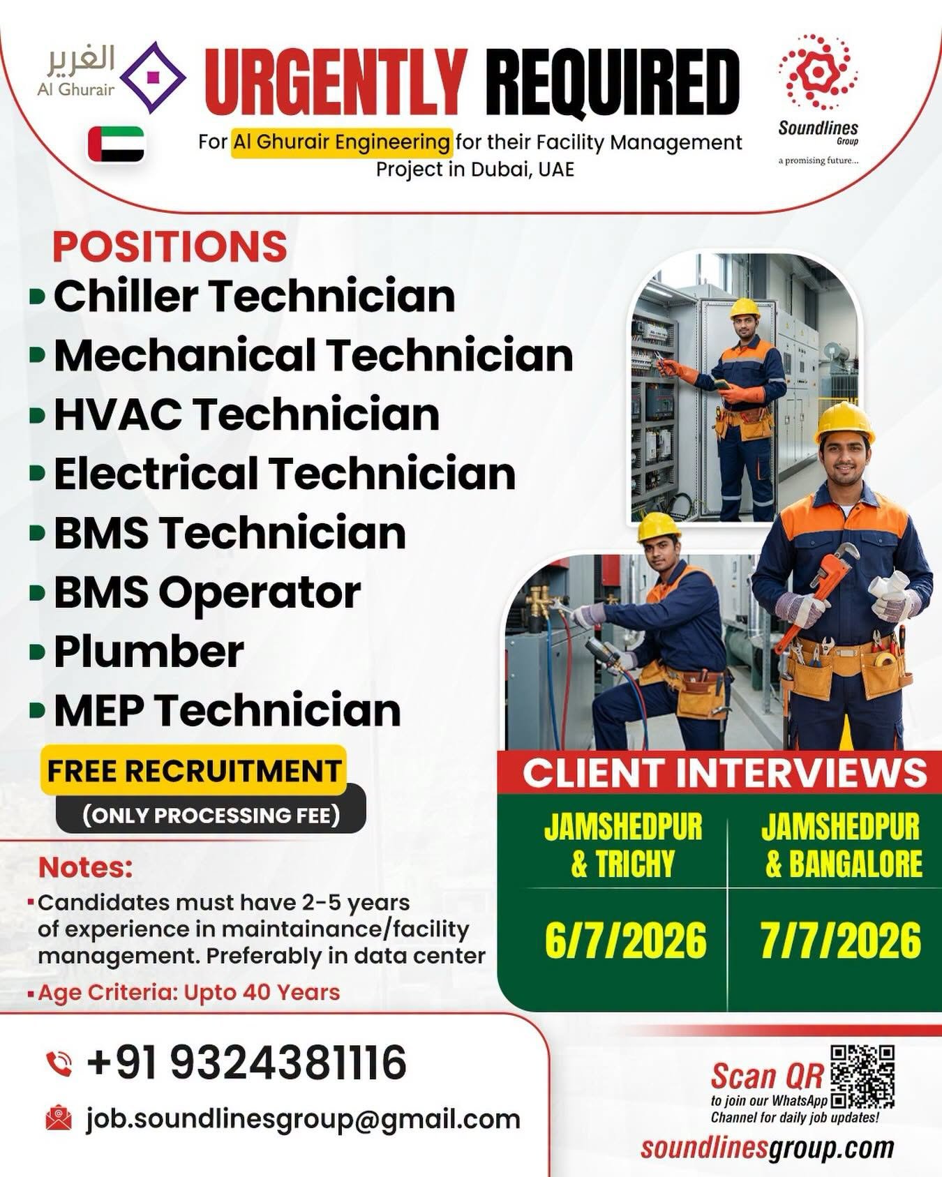 Hiring For Al Ghurair Engineering for their Facility Management Project in Dubai, UAE