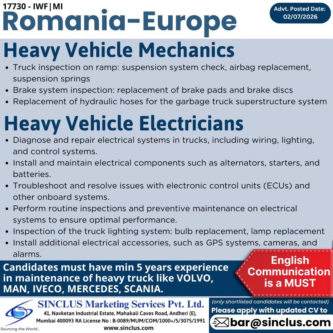 Romania (Europe) | Heavy Vehicle Jobs | Apply Now