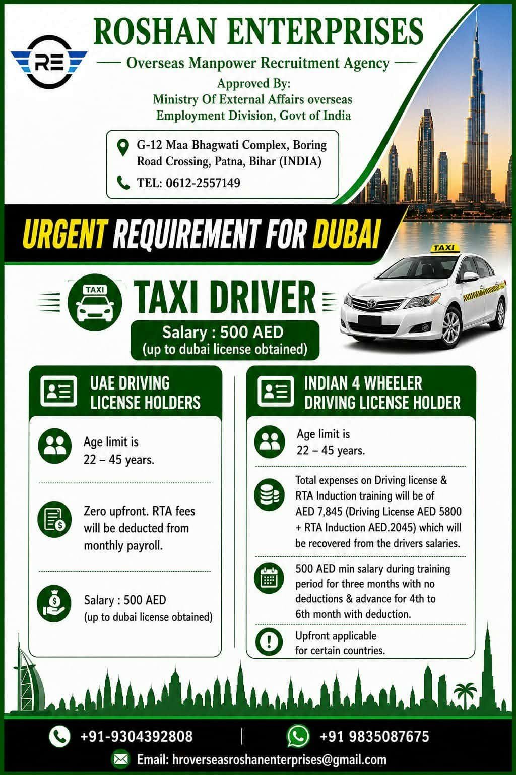 Dubai Taxi Driver Jobs 2026 – UAE Recruitment | Apply for Taxi Driver Vacancies