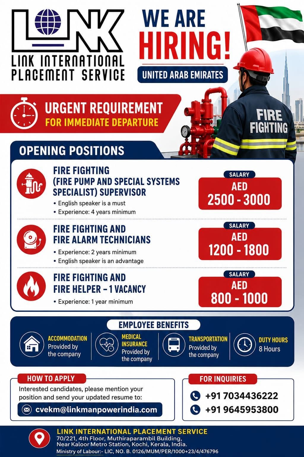 UAE Fire Fighting Jobs 2026 | Immediate Departure