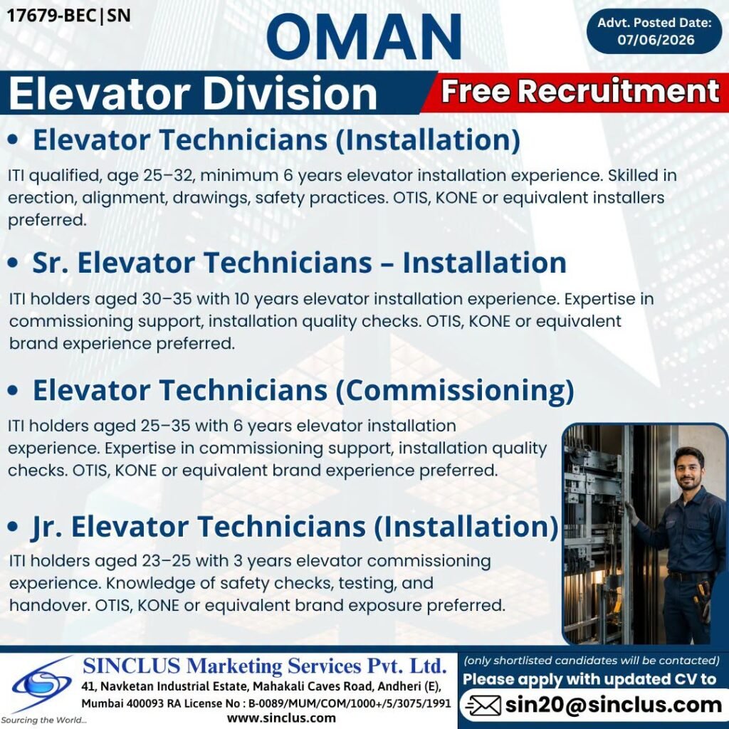 Exciting Career Opportunities in Oman – Elevator Division
