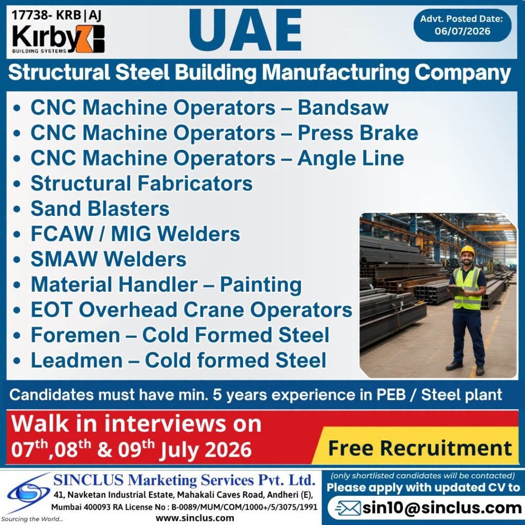 UAE Kirby Building Systems Jobs 2026 | Free Recruitment
