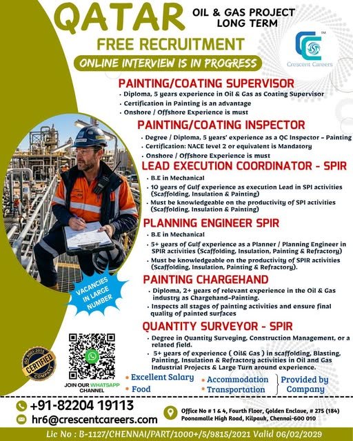 Hiring for Qatar – Oil & Gas Project | Long-Term Opportunity