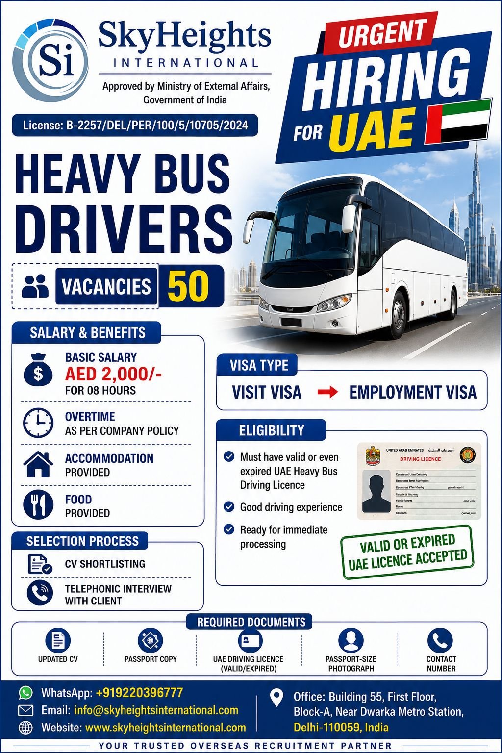 UAE Heavy Bus Driver Jobs 2026 – 50 Vacancies