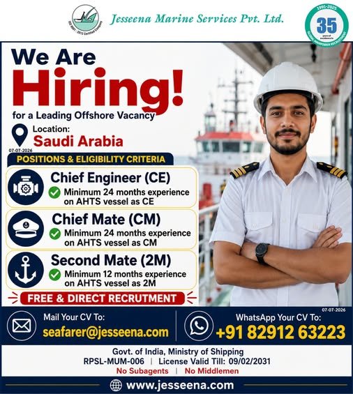 Saudi Arabia : Hiring For a Leading Offshore Vacancy