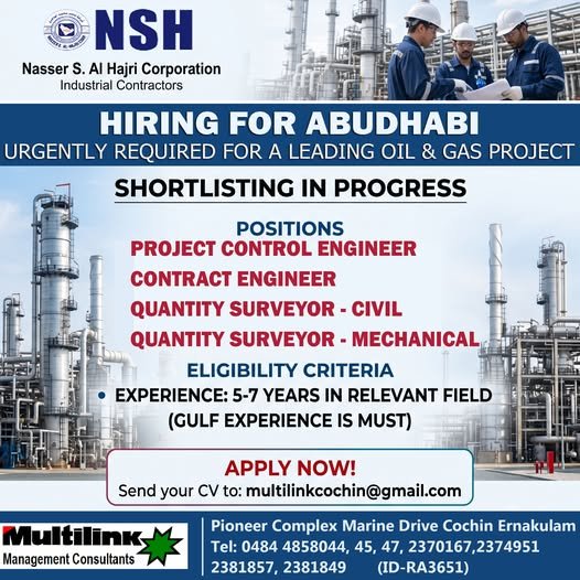Urgent Requirement for ABUDHABI NSH Company