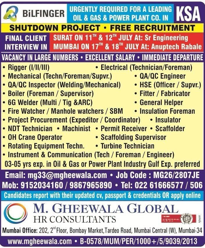 Bilfinger Saudi Arabia Shutdown Project Jobs 2026 – Free Recruitment 