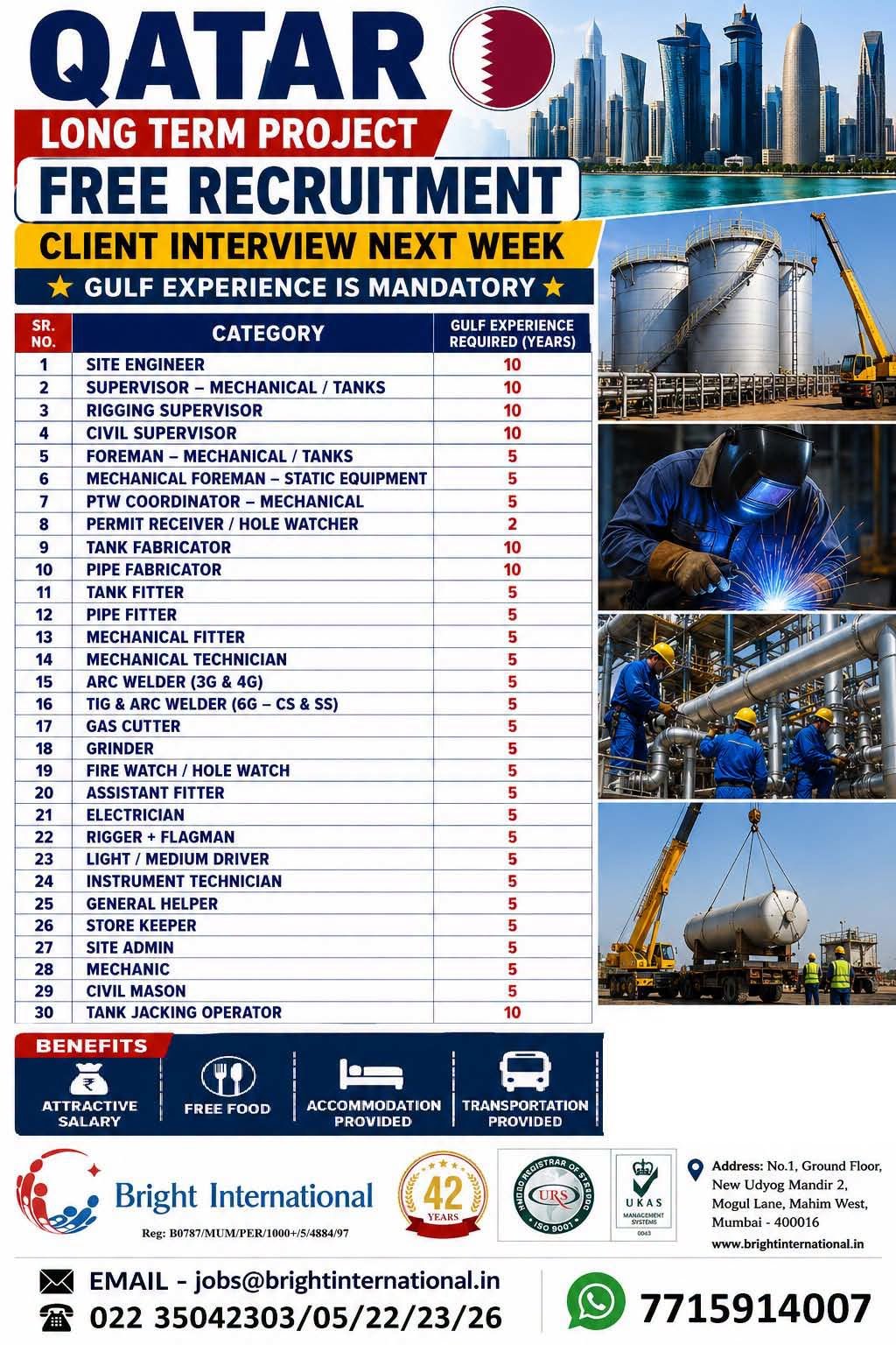 Qatar Long-Term Project Jobs 2026 – Free Recruitment 