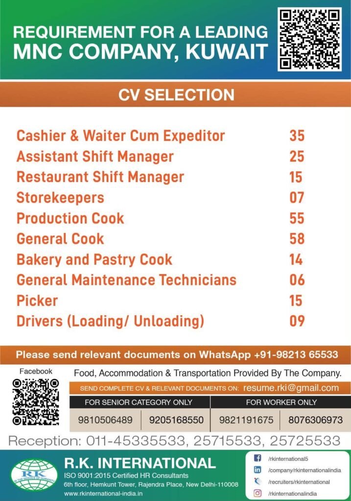 Urgent Hiring For MNC Co. in Kuwait, Saudi Arabia & UAE