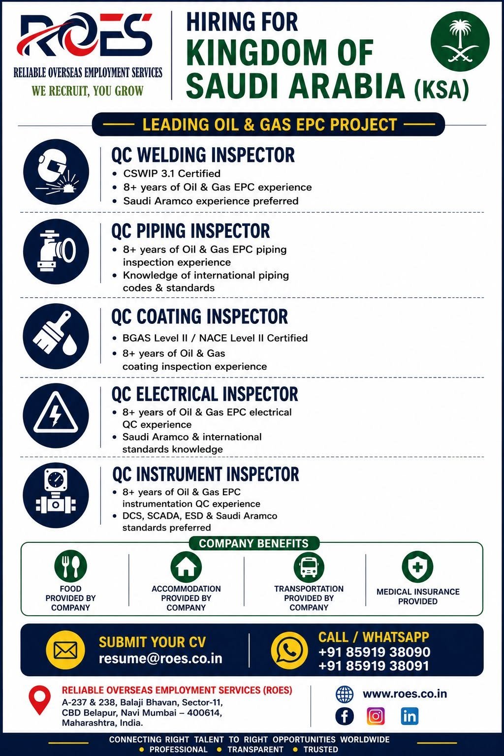 Saudi Arabia Oil & Gas EPC Jobs 2026 | Apply for KSA Projects