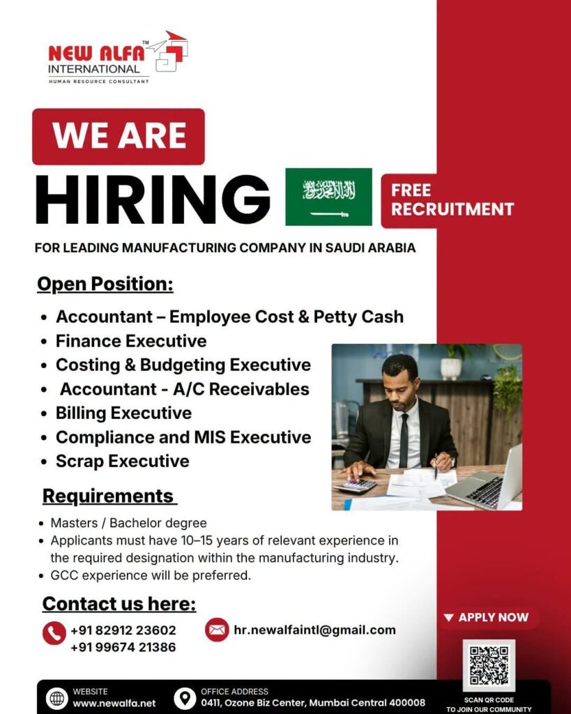 Saudi Arabia Manufacturing Company Jobs 2026 | Free Recruitment