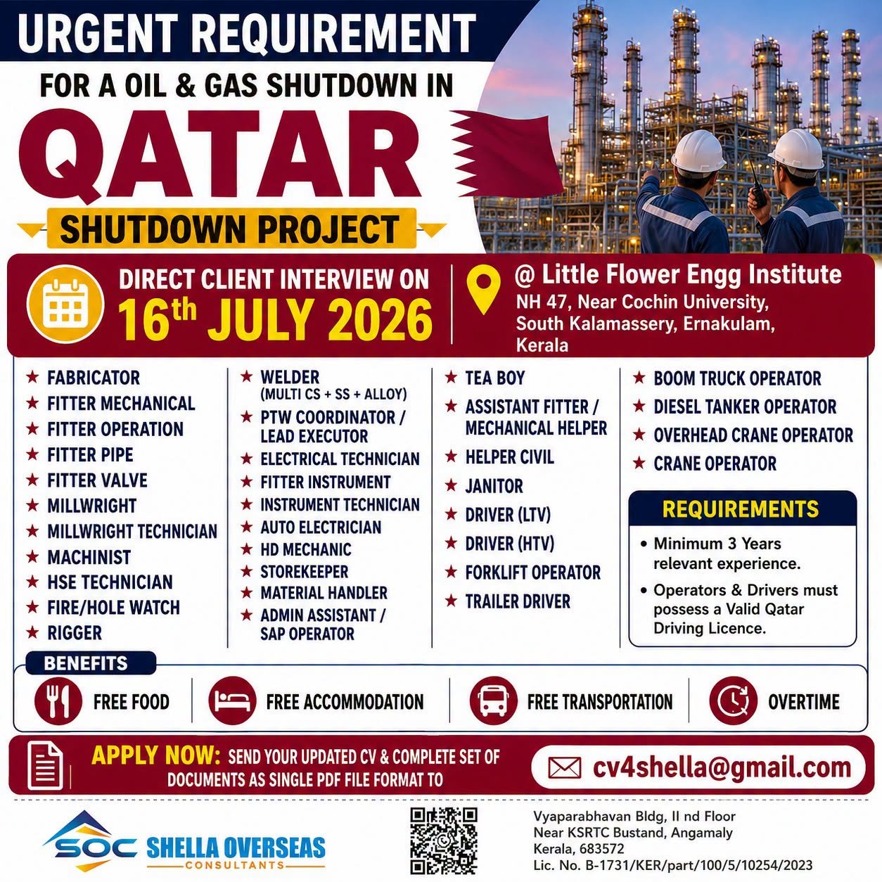 Qatar Oil & Gas Shutdown Jobs 2026 – Direct Client Interview | Apply Now
