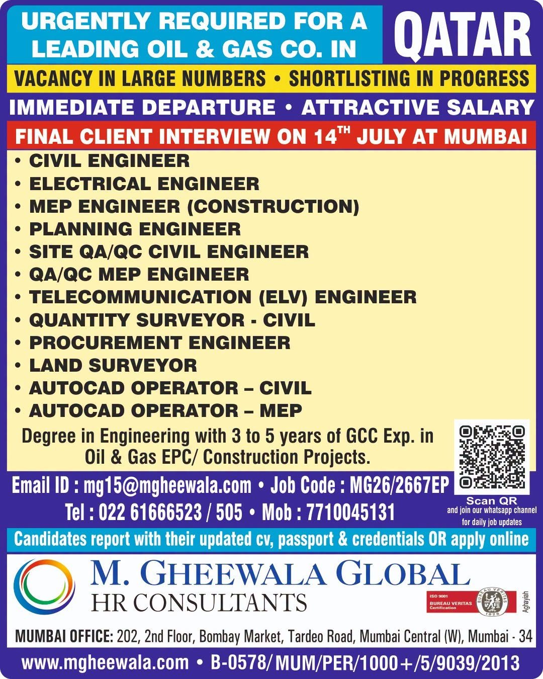 Qatar Oil & Gas Jobs 2026 – Engineering Vacancies | Apply Now