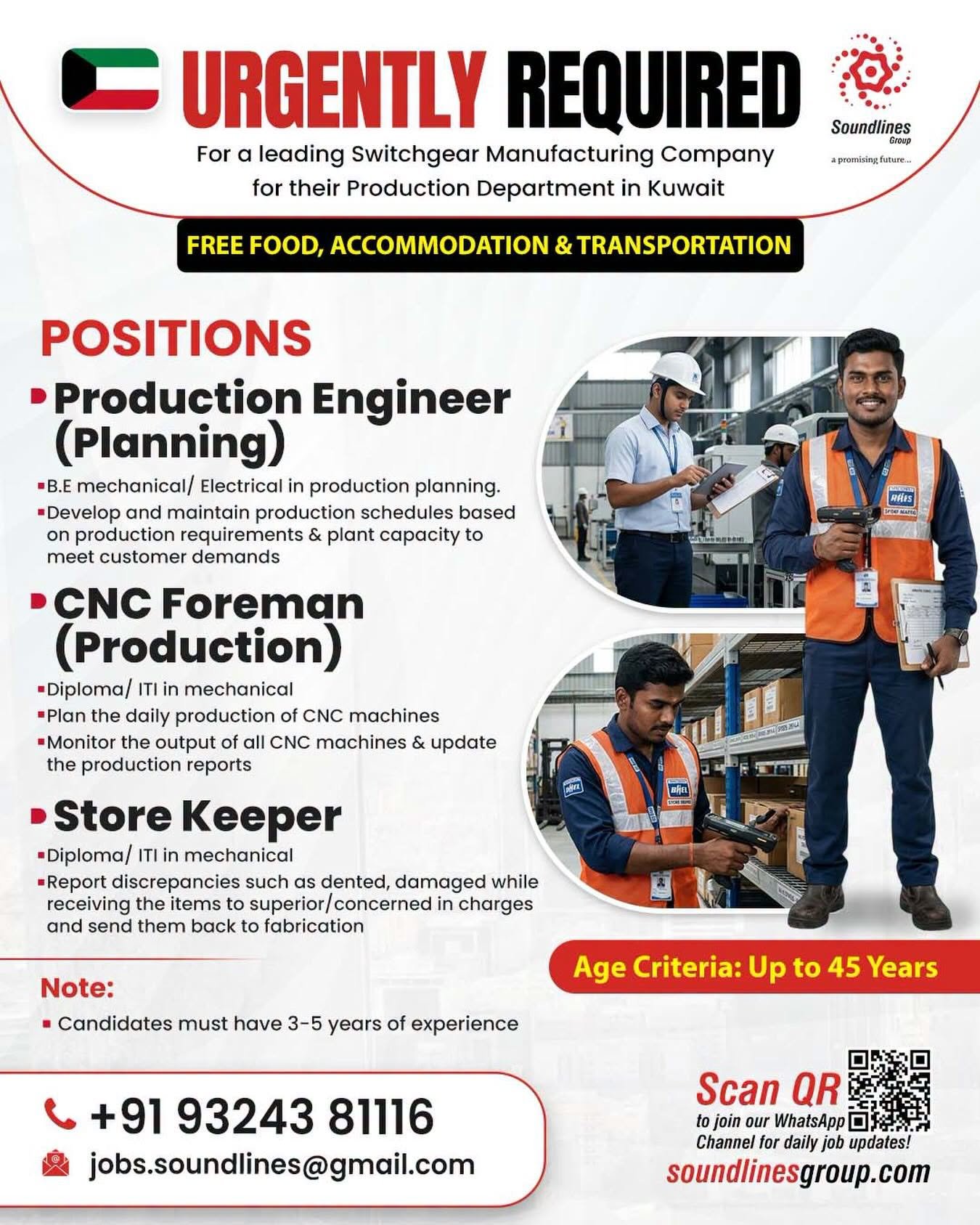 Kuwait : Hiring For a leading Switchgear Manufacturing Company for their Production Department