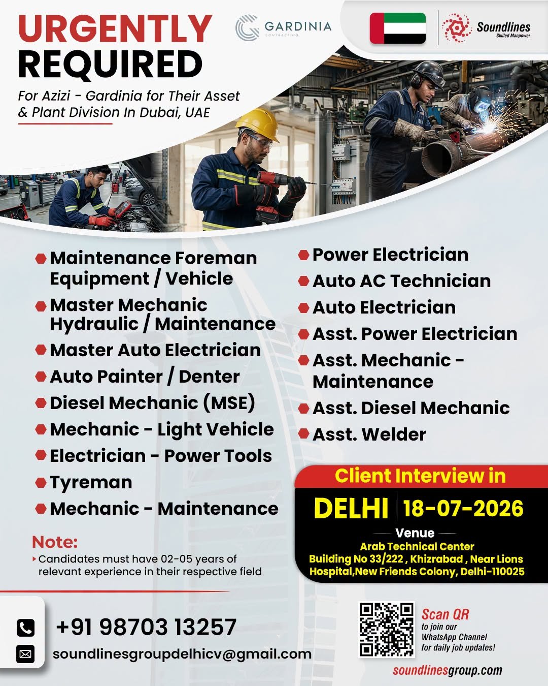 UAE : Hiring For Azizi - Gardinia for Their Asset & Plant Division In Dubai