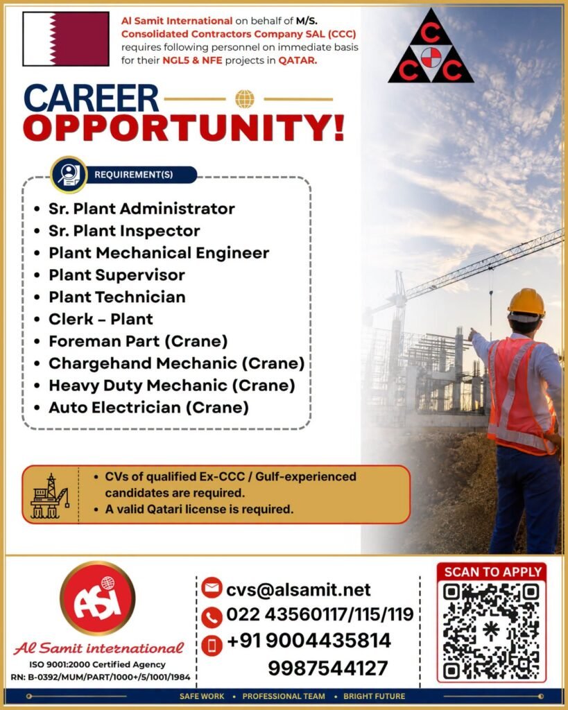 Qatar CCC NGL5 & NFE Project Jobs 2026 – Apply Now Qatar CCC NGL5 & NFE Project Jobs 2026 – Apply Now