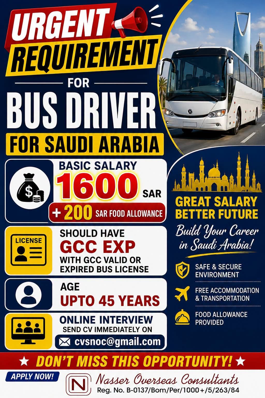 Bus Driver Jobs in Saudi Arabia 2026 | Online Interview