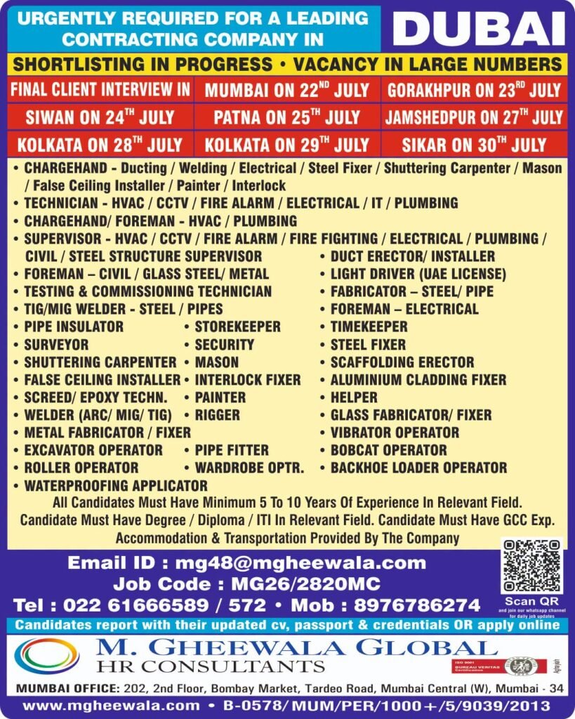 Dubai Contracting Company Jobs 2026 – Large Vacancies Dubai Contracting Company Jobs 2026 – Large Vacancies