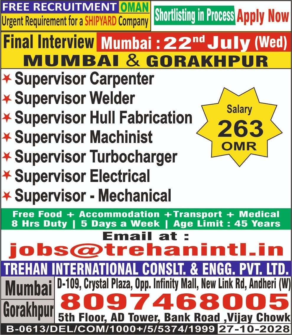 Urgent Recruitment for OMAN SHIPYARD COMPANY