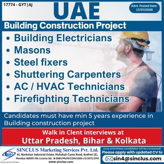 UAE Building Construction Jobs | Walk-in Client Interviews