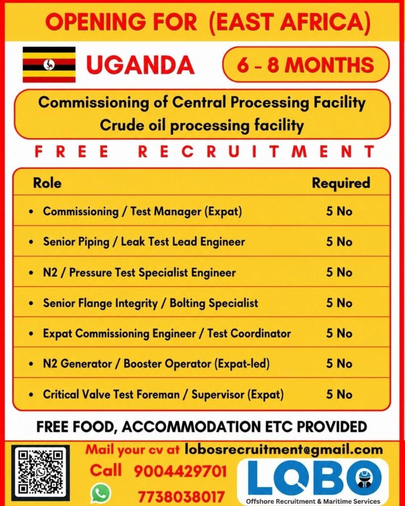 Uganda Oil & Gas Jobs 2026 | Free Recruitment 