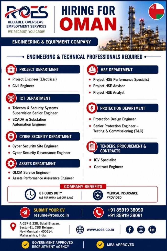 Oman Engineering & Equipment Company Jobs 2026 | Apply for Engineering & Technical Vacancies