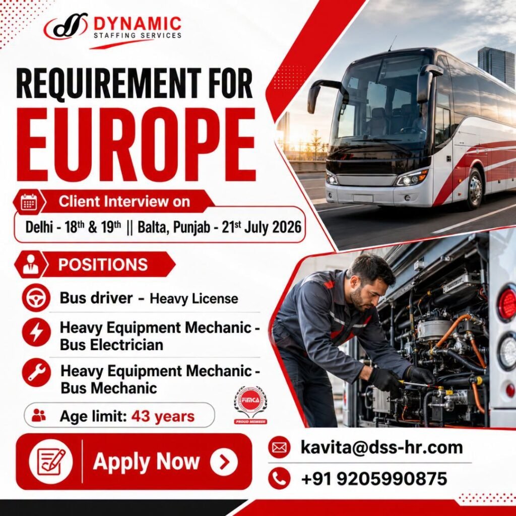 Urgent Recruitment for Europe Urgent Recruitment for Europe