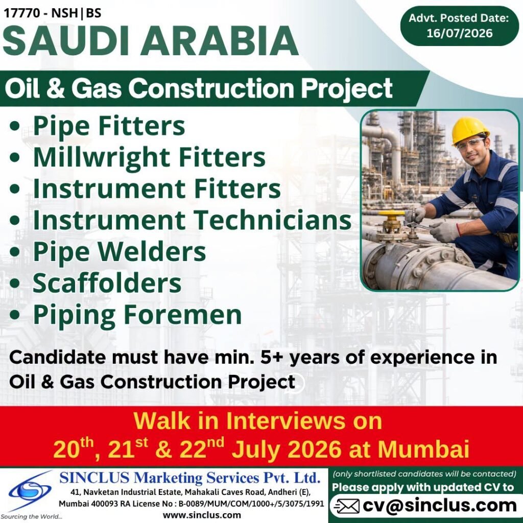  Walk-in Interview | Saudi Arabia Oil & Gas Jobs 