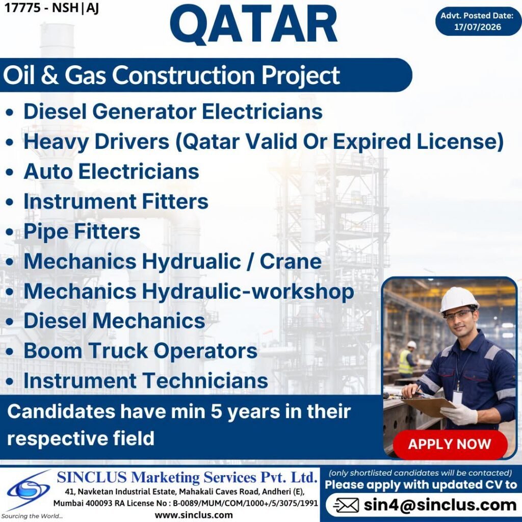 Qatar Oil & Gas Construction Project Jobs 2026 | Apply Now