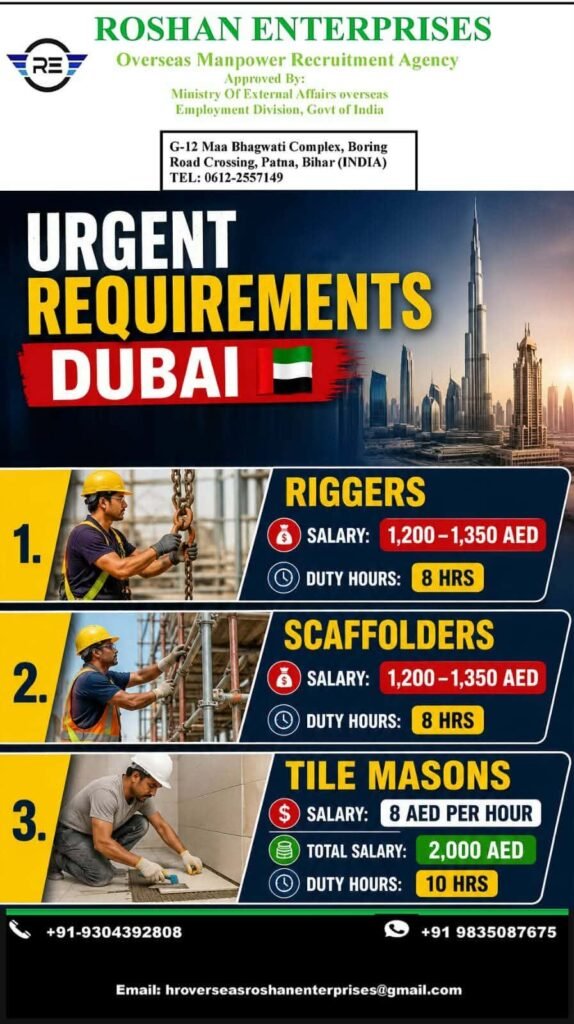 Dubai Jobs 2026 | Riggers, Scaffolders & Tile Mason Jobs in UAE | Apply Now Dubai Jobs 2026 | Riggers, Scaffolders & Tile Mason Jobs in UAE | Apply Now