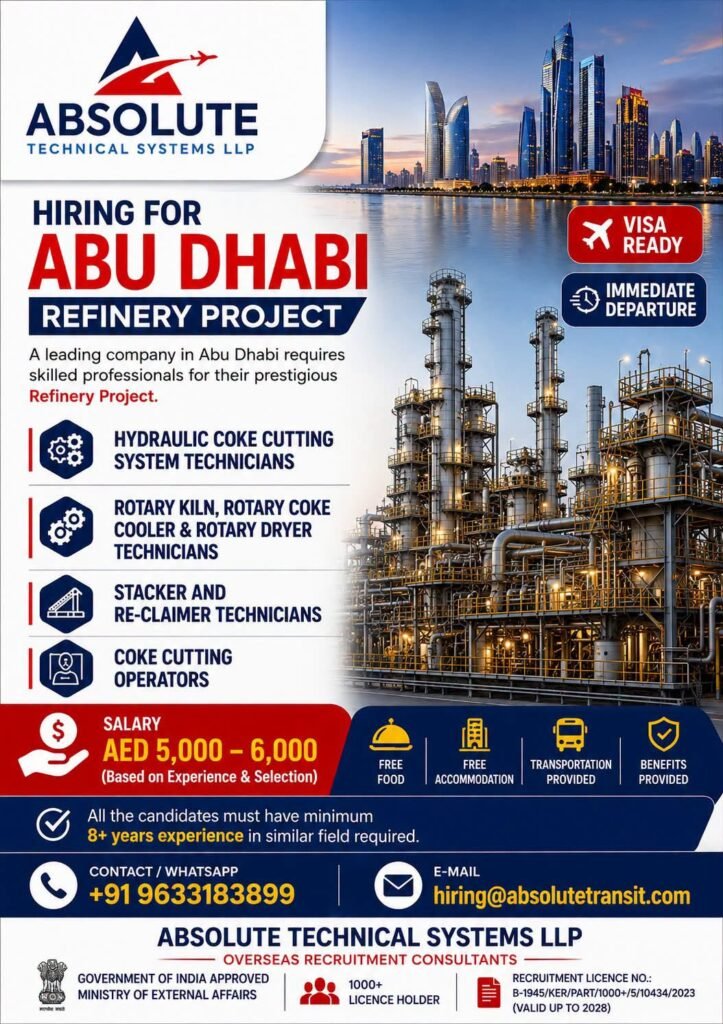 Abu Dhabi Refinery Project Jobs 2026 | Urgent Recruitment