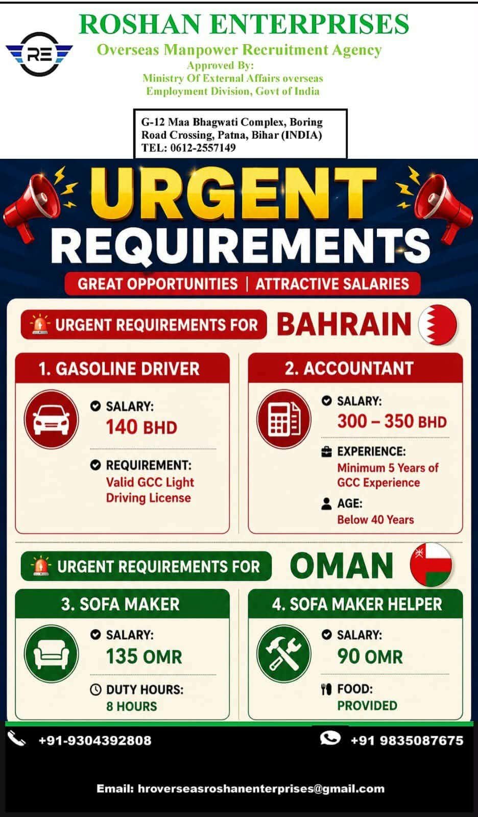 Bahrain & Oman Jobs 2026 | Latest Gulf Job Vacancies