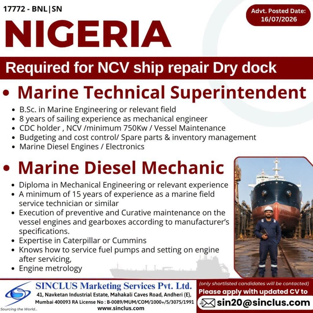 Career Opportunity in Nigeria - Join a leading NCV Ship Repair Dry Dock project