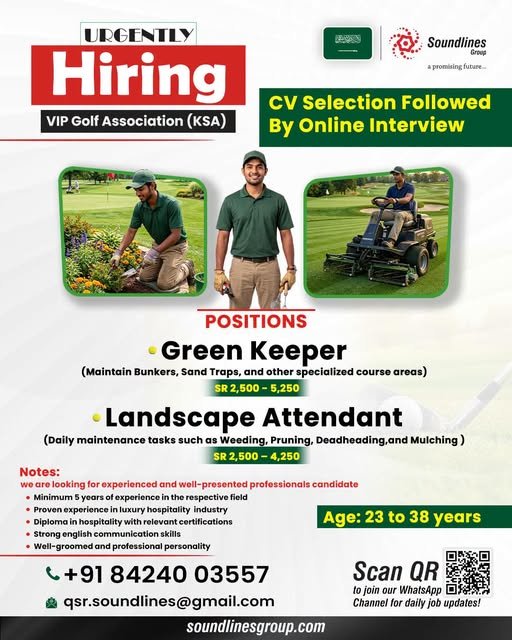 Hiring For VIP Golf Association (KSA) Hiring For VIP Golf Association (KSA)