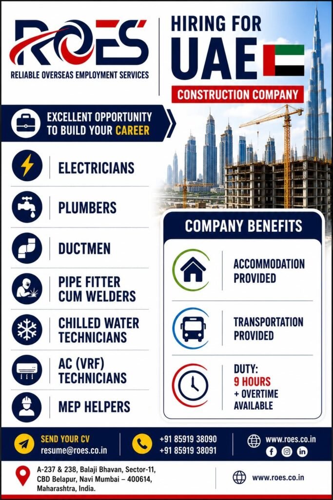 UAE Construction Company Jobs 2026 - Apply Today